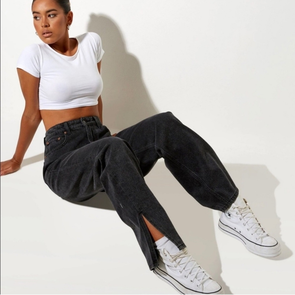 Motel Rocks Split Parallel Black Women's Jeans